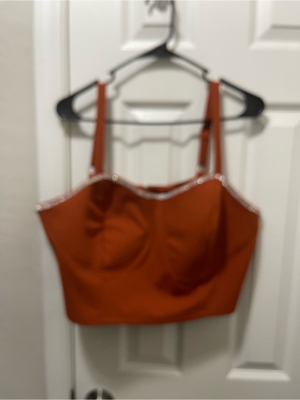 Ashley Stewart Rust Orange Embellished Bustier Crop Top